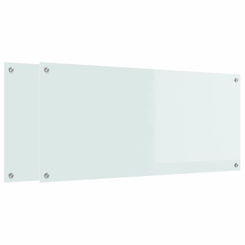 Кухненски гръб 2 pcs Бяло 110 x 50 cm закалено стъкло