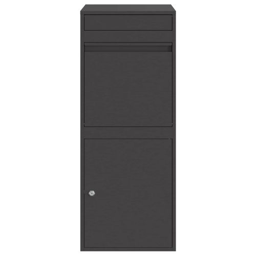 Пощенска кутия за пратки с врата Черно 41 x 38 x 103 см Стомана