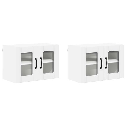 Стенен стъклен шкаф LUCCA 2 pcs Бяло 60 x 31 x 40 см