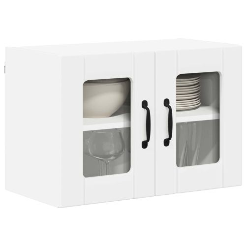 Стенен стъклен шкаф LUCCA 2 pcs Бяло 60 x 31 x 40 см