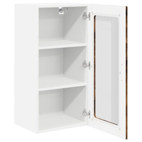 Стенен стъклен шкаф LUCCA 2 pcs Опушен дъб 40 x 31 x 80 см