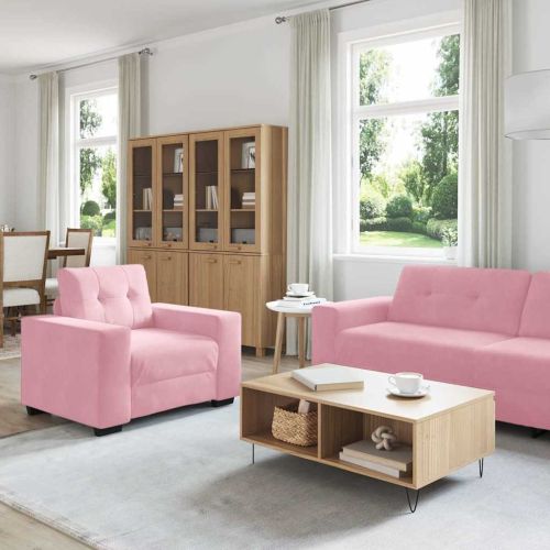 Комплект дивани 3 pcs Розово 221 x 80 x 80 см Кадифе