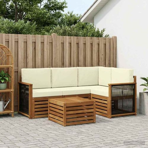 Комплект дивани за открито 5 pcs Натурален и Крема