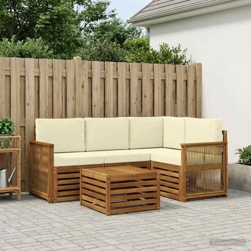 Комплект дивани за открито 5 pcs Натурален и Крема