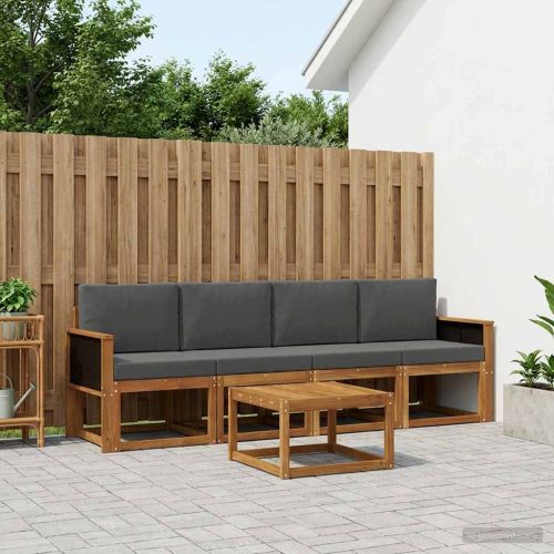Комплект дивани за открито 4 pcs Натурален и Антрацит