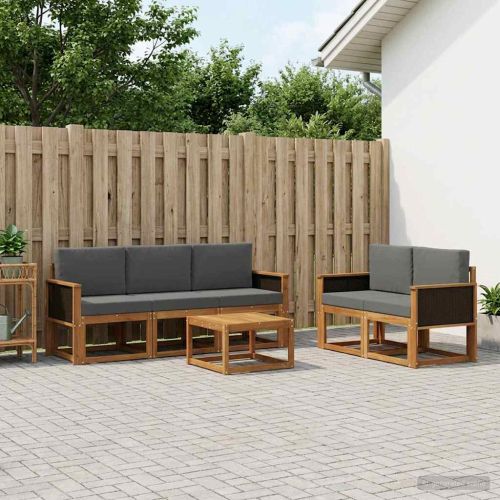 Комплект дивани за открито 6 pcs Натурален и Антрацит