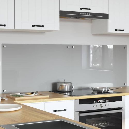 Кухненски гръб 2 pcs Светлосиво 80 x 50 cm закалено стъкло
