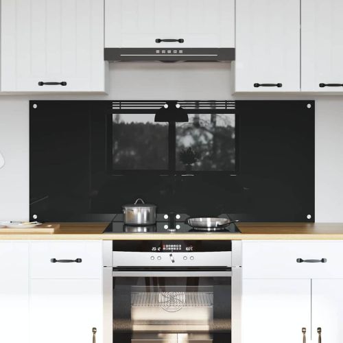 Кухненски гръб 2 pcs Черно 70 x 60 cm закалено стъкло