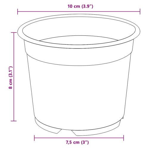 Кръгла саксия за цветя 200 pcs Черно Ø 10 x 8 см Пластмаса