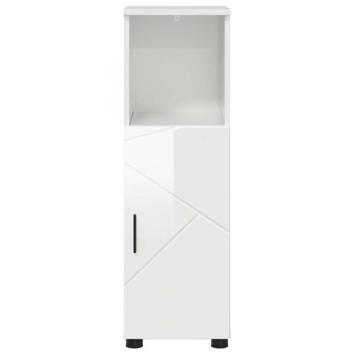 Шкаф за баня със съхранение Лъскаво бяло 30 x 35 x 95 см