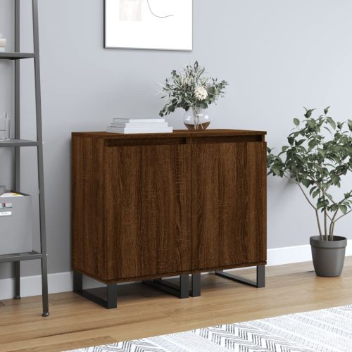 Бюфети 2 бр кафяв дъб 40x35x70 см инженерно дърво
