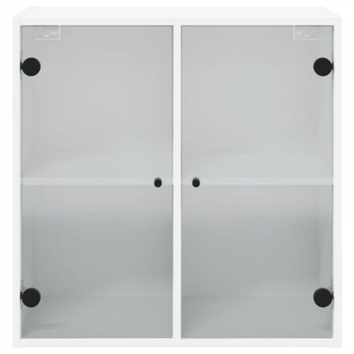 Стенен шкаф със стъклени врати, бял, 68x37x68,5 см