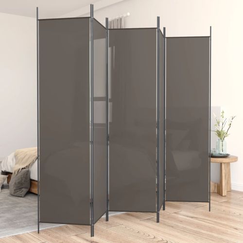 Параван за стая, 5 панела, антрацит, 250x220 cм, текстил