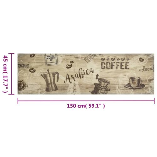 Кухненско килимче, миещо, Coffee, кафяво, 45x150 см, кадифе