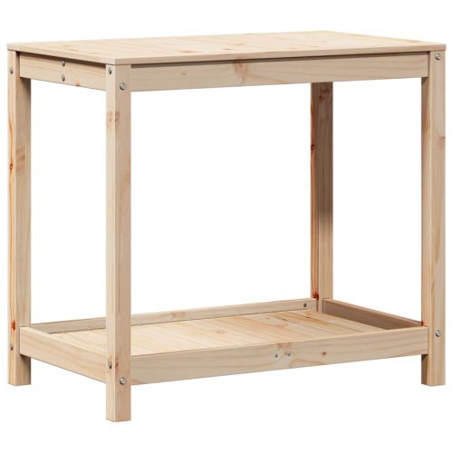 Маса за разсаждане с рафт, 82,5x50x75 см, борово дърво масив