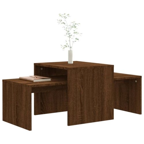 Комплект маси за кафе кафяв дъб 100x48x40 см инженерно дърво