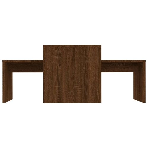 Комплект маси за кафе кафяв дъб 100x48x40 см инженерно дърво