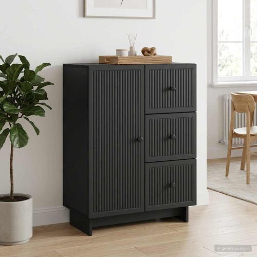 Служебен шкаф Черно 66 x 34,5 x 90 см Инженерна дървесина