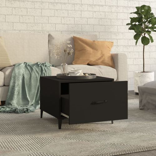 Маса за кафе с метални крака 2 бр кафяв дъб 50x50x40 см