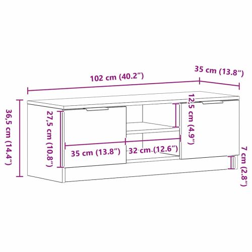 ТВ шкаф Черния дъб 102 x 32 x 35.5 см Инженерно дърво