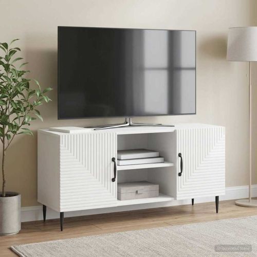ТВ шкаф Бял гланц 102 x 34,5 x 50 см Инженерна дървесина