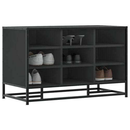 Лавица за обувки черна 84x40x53,5cm Изработена от дърво и метал