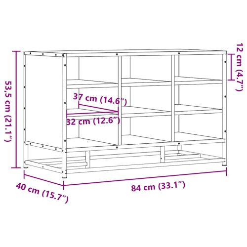 Лавица за обувки черна 84x40x53,5cm Изработена от дърво и метал