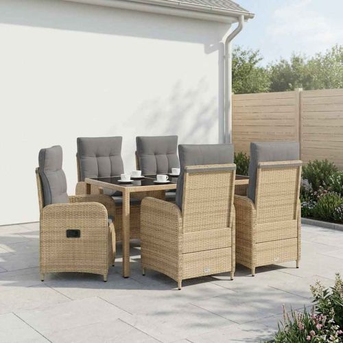 Комплект за хранене на открито 7 pcs Бежов и Светло Сив