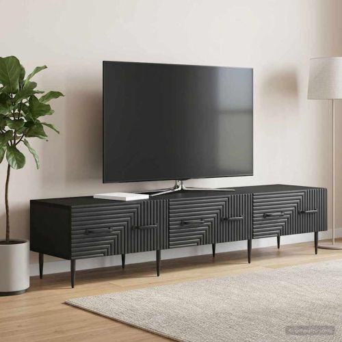 ТВ шкаф с чекмедже Черно 147 x 34,5 x 30 см Инженерна дървесина