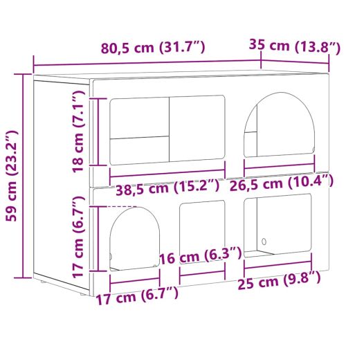 Служебен шкаф ELST Черно 80.5 x 35 x 59 см Инженерно дърво