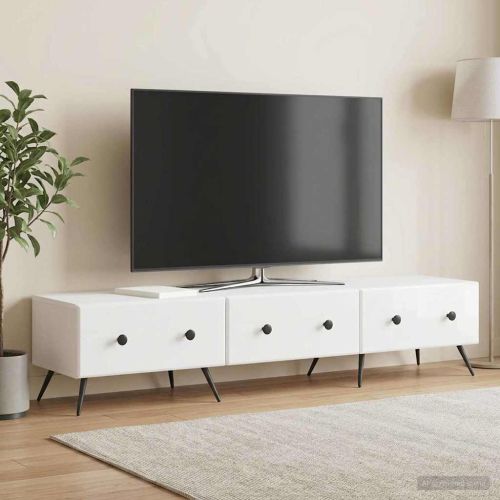 ТВ шкаф Бял гланц 147 x 34,5 x 30 см Инженерна дървесина