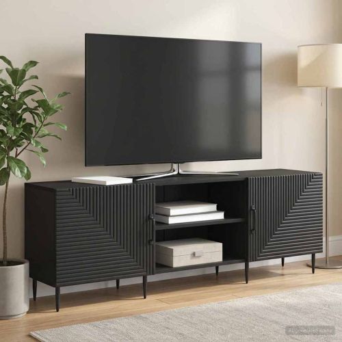 ТВ шкаф Черно 150 x 31 x 50 см Инженерна дървесина