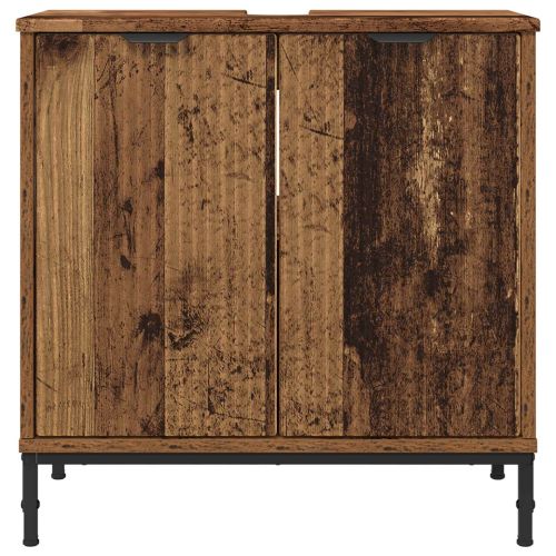 Шкаф за мивка в баня с врата Старо дърво 60,5 x 33,5 x 61 см