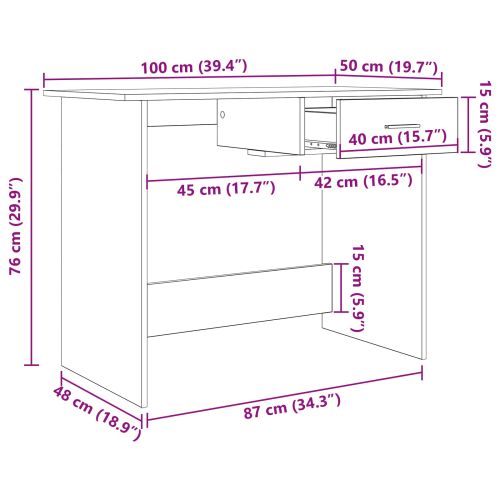 Бюро с чекмедже Черния дъб 100 x 50 x 76 см Инженерно дърво