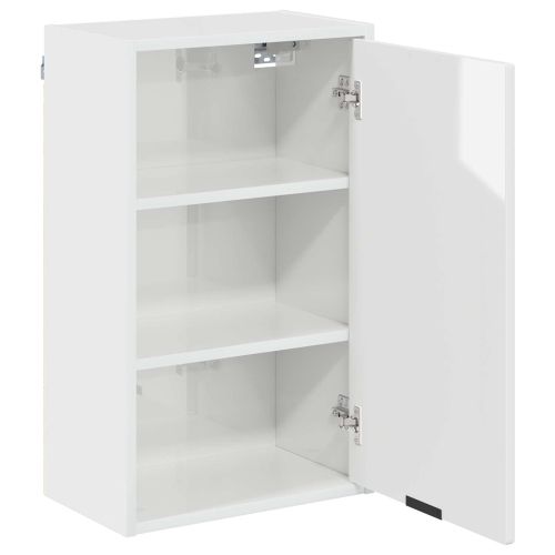 Шкаф за баня Монтиране на стена Лъскаво бяло 39 x 23,5 x 65 см