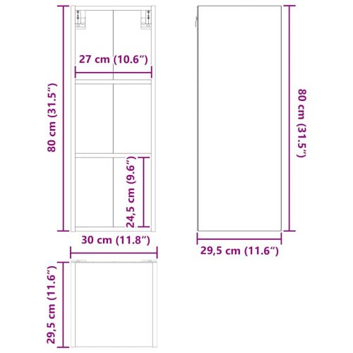 Висящ шкаф Черния дъб 30 x 29,5 x 80 см Инженерно дърво