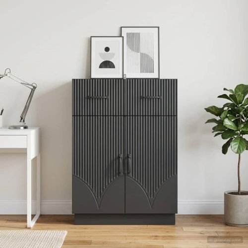 Служебен шкаф Черно 66 x 34,5 x 87 см Инженерна дървесина