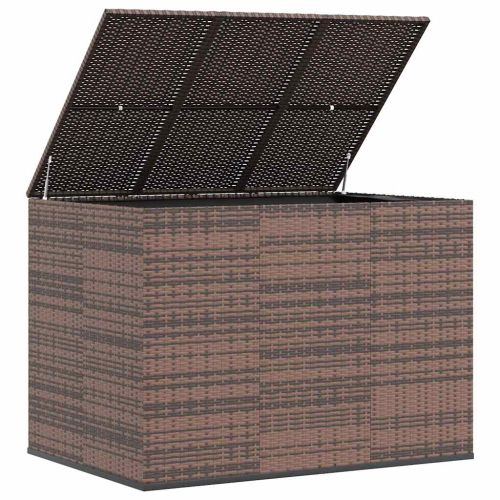 Кутия за градински възглавници PE ратан 145x100x103 см кафява