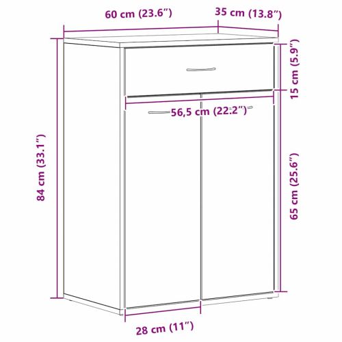 Шкаф за обувки Черния дъб 60 x 35 x 84 см Инженерно дърво