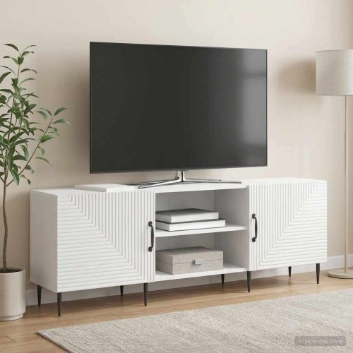 ТВ шкаф Бял гланц 150 x 31 x 50 см Инженерна дървесина