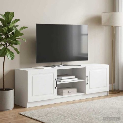 ТВ шкаф Бяло 150 x 31 x 47 см Инженерна дървесина