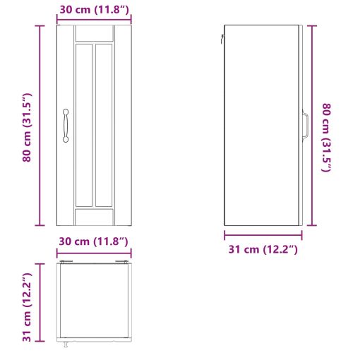 Стенен шкаф LUCCA 2 pcs Бяло 30 x 31 x 80 см