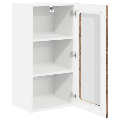 Стенен стъклен шкаф LUCCA 2 pcs Старо дърво 40 x 31 x 80 см