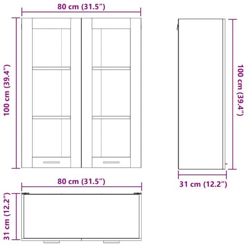 Висящ шкаф със съхранение Бяло 80 x 31 x 100 см Инженерно дърво