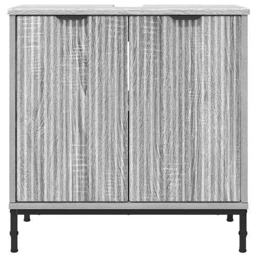 Шкаф за мивка в баня с врата Сив Сонома 60,5 x 33,5 x 61 см