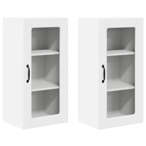 Стенен стъклен шкаф LUCCA 2 pcs Бяло 40 x 31 x 80 см