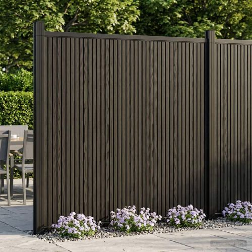 Панел на ограда 8 pcs WPC и алуминий Черно