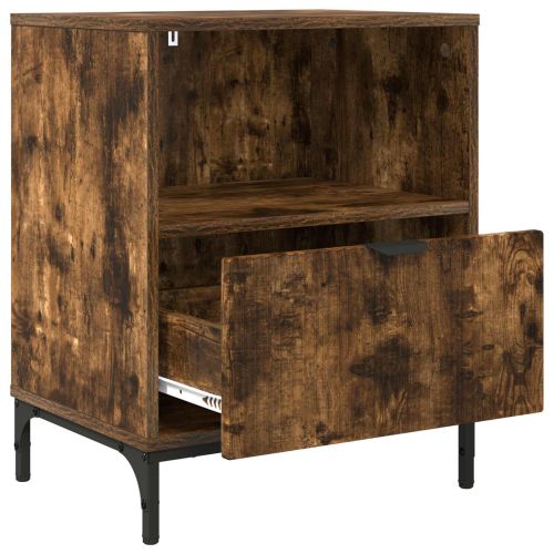 Нощен шкаф 2 pcs Опушен дъб 49 x 36 x 61 см Инженерно дърво