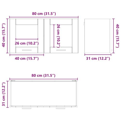 Висящ шкаф с врата Стара дървесина и бяло 80 x 31 x 40 см