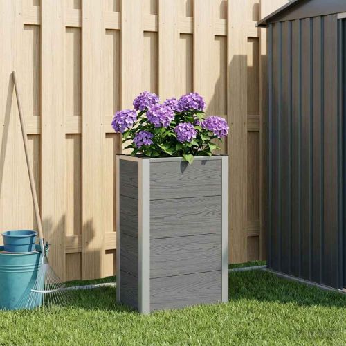 Градинска повдигната леха Сиво 50 x 30 x 82 см WPC и алуминий